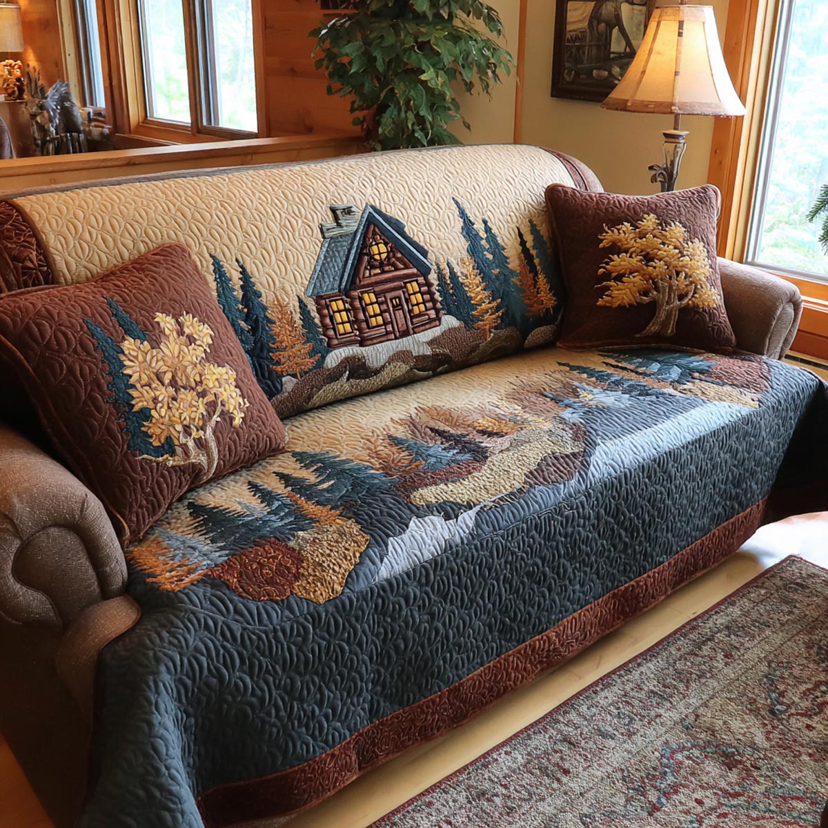 Morning Fields Quilted Sofa Cover NCU0DV2068
