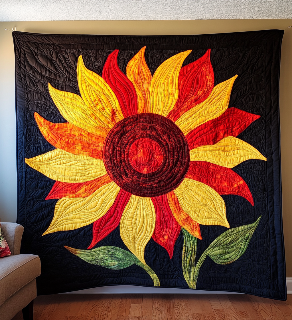 Lonely Sunflower Quilted Blanket NCU0DV446