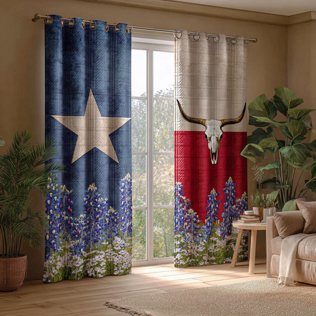 Longhorn Texas Quilted Curtains NCU0HNH588