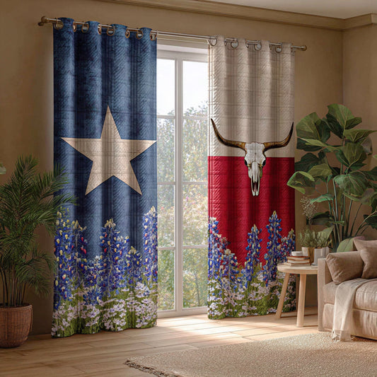 Longhorn Texas Quilted Curtains NCU0HNH588