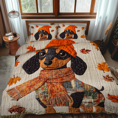 Lovable Dachshunds 3-Piece Quilted Bedding Set NCU0VL439