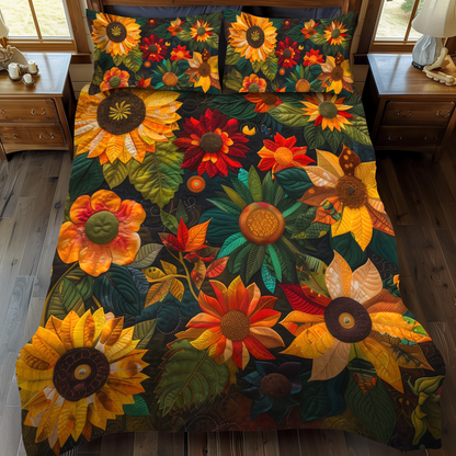 Lovable Sunflowers 3-Piece Quilted Bedding Set NCU0VL331