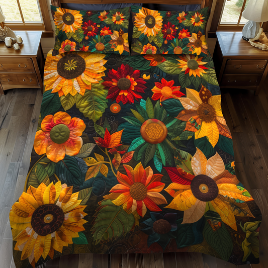 Lovable Sunflowers 3-Piece Quilted Bedding Set NCU0VL331