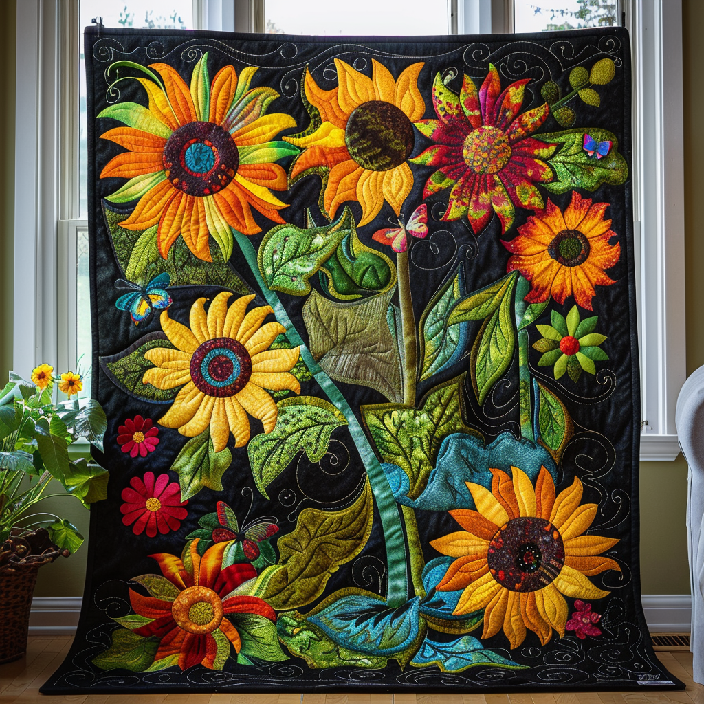 Lovable Sunflowers Quilted Blanket NCU0VL347