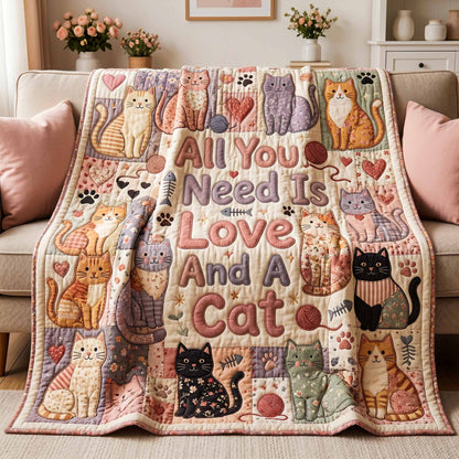 Love And A Cat Quilted Blanket NCU0NXD1853