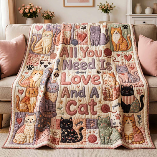 Love And A Cat Quilted Blanket NCU0NXD1853