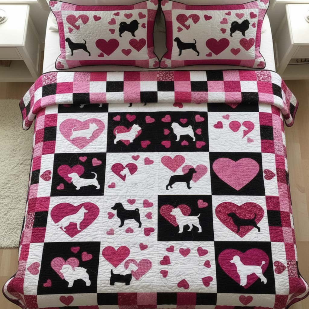 Loving Dog 3-Piece Quilted Bedding Set NCU0NNT2680