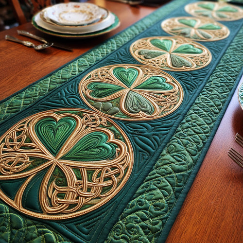 Lucky Clover Knot Quilted Table Runner NCU0NTD845