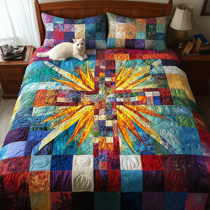 Luminous Cross 3-Piece Quilted Bedding Set NCU0TL1713