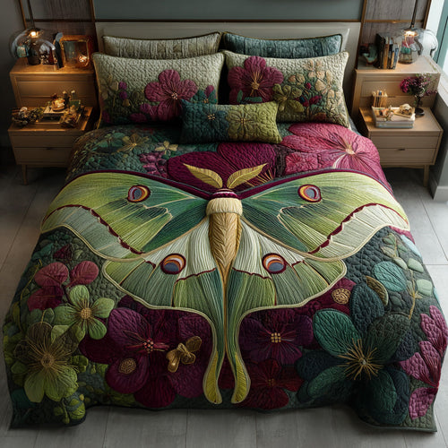 Luna Moth Majesty 3-Piece Quilted Bedding Set NCU0LDH095