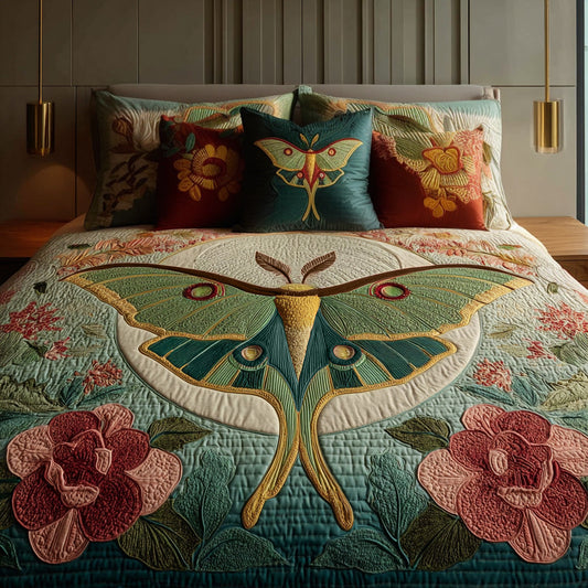 Luna Moth Serenity 3-Piece Quilted Bedding Set NCU0LDH098
