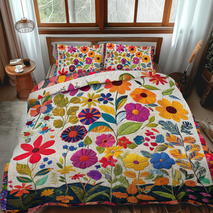Lush Flowers 3-Piece Quilted Bedding Set NCU0VL385
