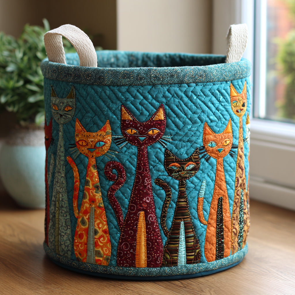 Magic Cats Quilted Laundry Basket NCU0DV1608