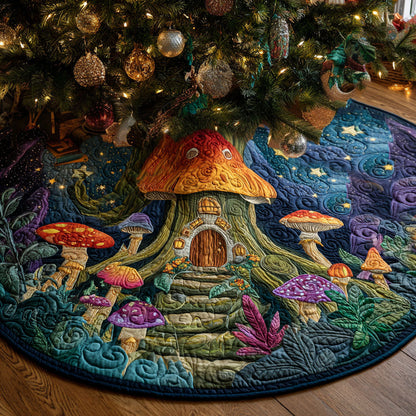 Magic Shroom Meadow Christmas Quilted Tree Skirt NCU0PTT2251