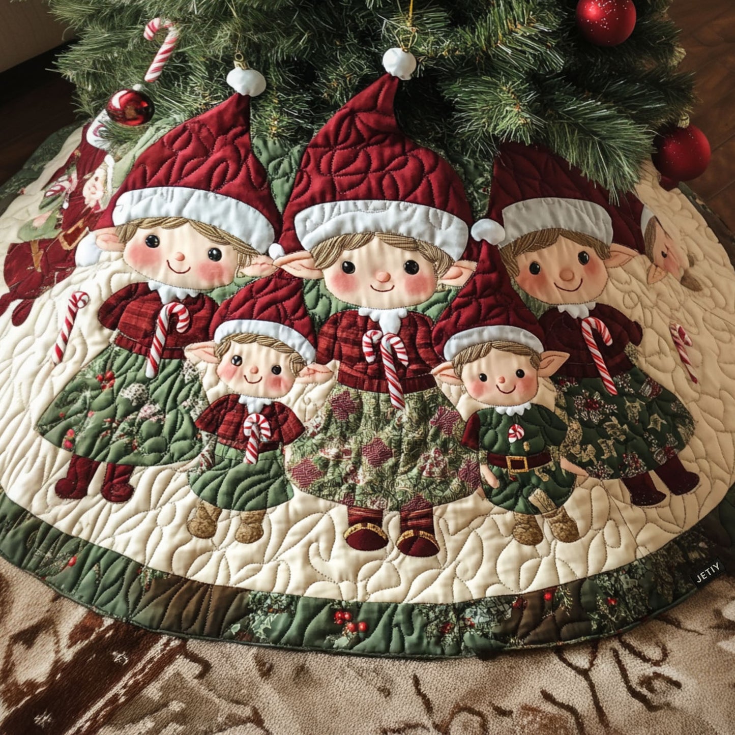 Magic of the Elves Quilted Christmas Tree Skirt NCU0PTT037