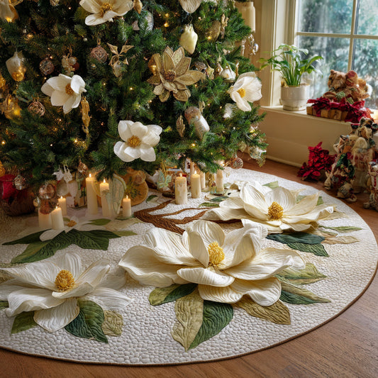 Magnolia Blessings Christmas Quilted Tree Skirt NCU0DV1384