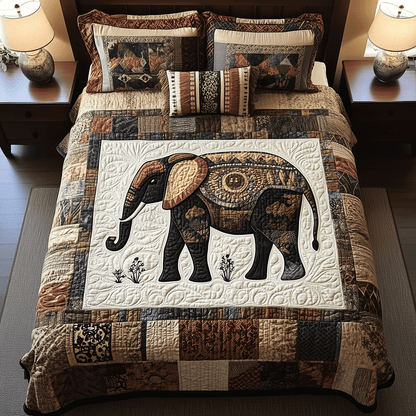 Majestic Elephant 3-Piece Quilted Bedding Set NCU0TH2597