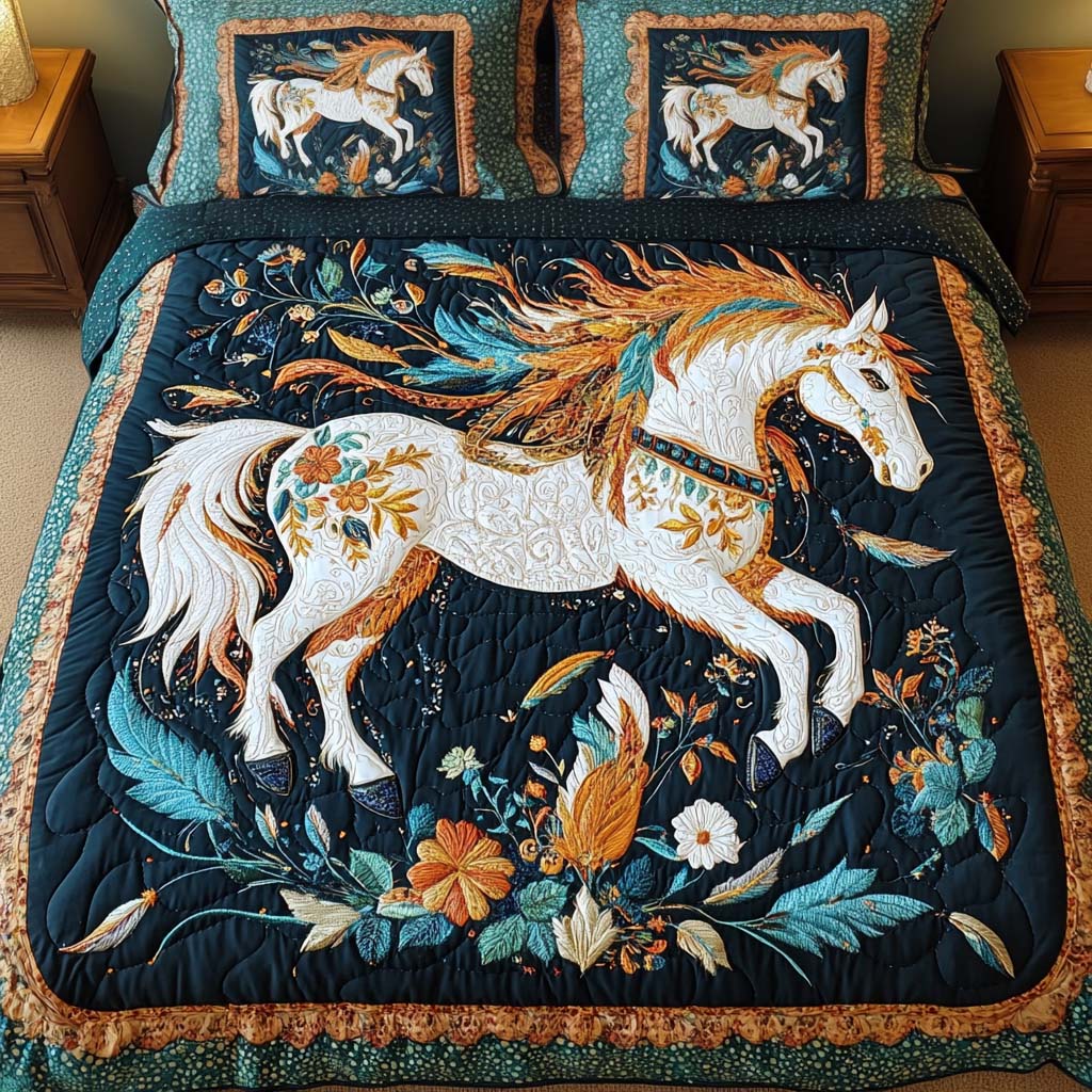 Majestic Blossom 3-Piece Quilted Bedding Set NCU0NT2248