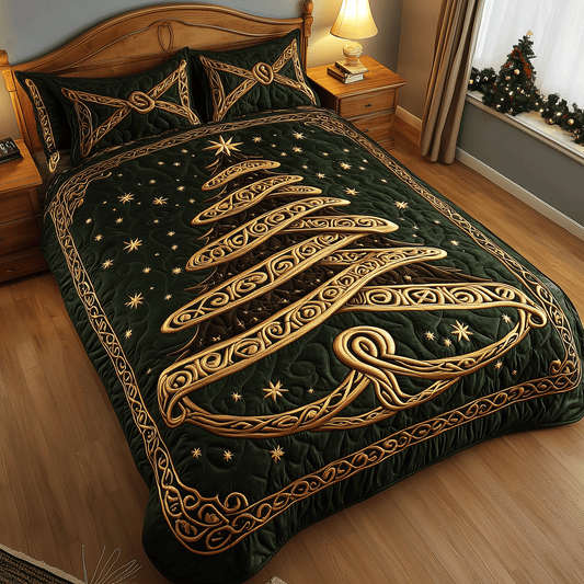Majestic Christmas Tree 3-Piece Quilted Bedding Set NCU0TH2144