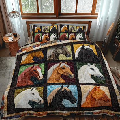 Majestic Colorful Horse 3-Piece Quilted Bedding Set NCU0PD577