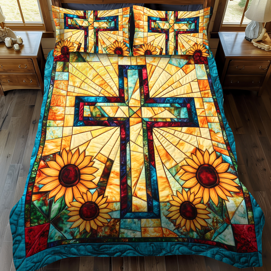 Majestic Cross 3-Piece Quilted Bedding Set NCU0VL511