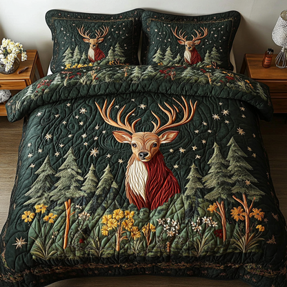 Majestic Deer 3-Piece Quilted Bedding Set NCU0NVH022