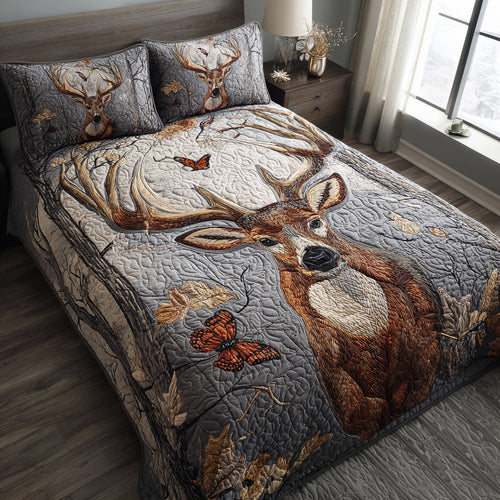 Majestic Deer Camo 3-Piece Quilted Bedding Set NCU0HNH309