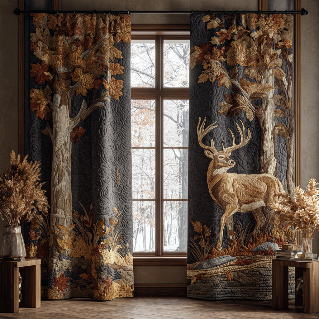 Majestic Deer Quilted Curtains NCU0DDK1938