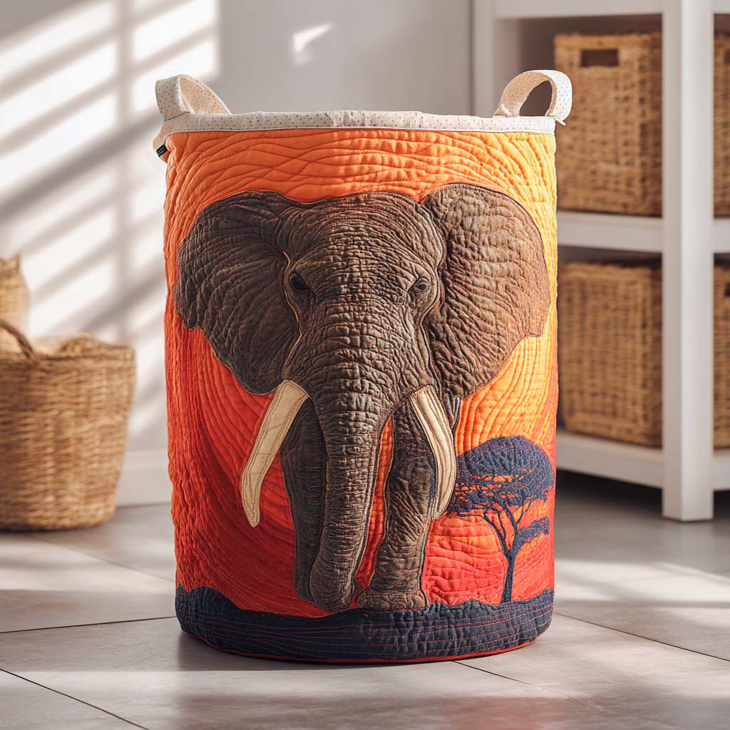 Majestic Elephant Quilted Laundry Basket NCU0NXD405