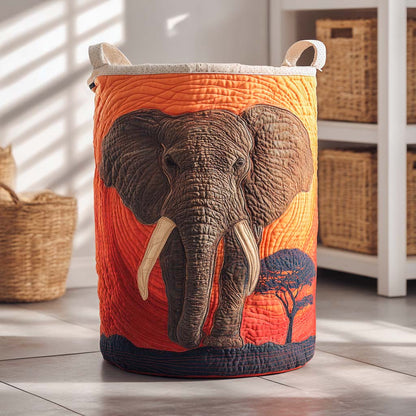Majestic Elephant Quilted Laundry Basket NCU0NXD405