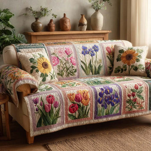 Majestic Flower Gallery Quilted Sofa Cover NCU0HNH931