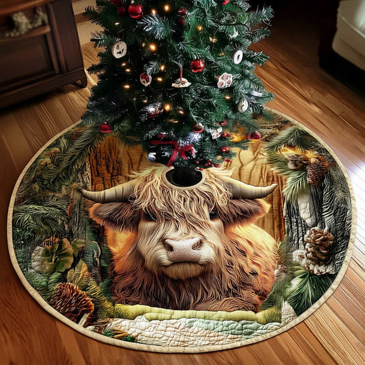 Majestic Highland Bull Christmas Quilted Tree Skirt NCU0HTT055
