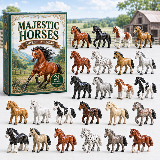 CHRISTMAS KICKOFF 40% OFF - Majestic Horse Advent Calendar 2026 - 24-Day Festive Countdown, Acrylic Charms Blind Box - Gift For Horse Lovers