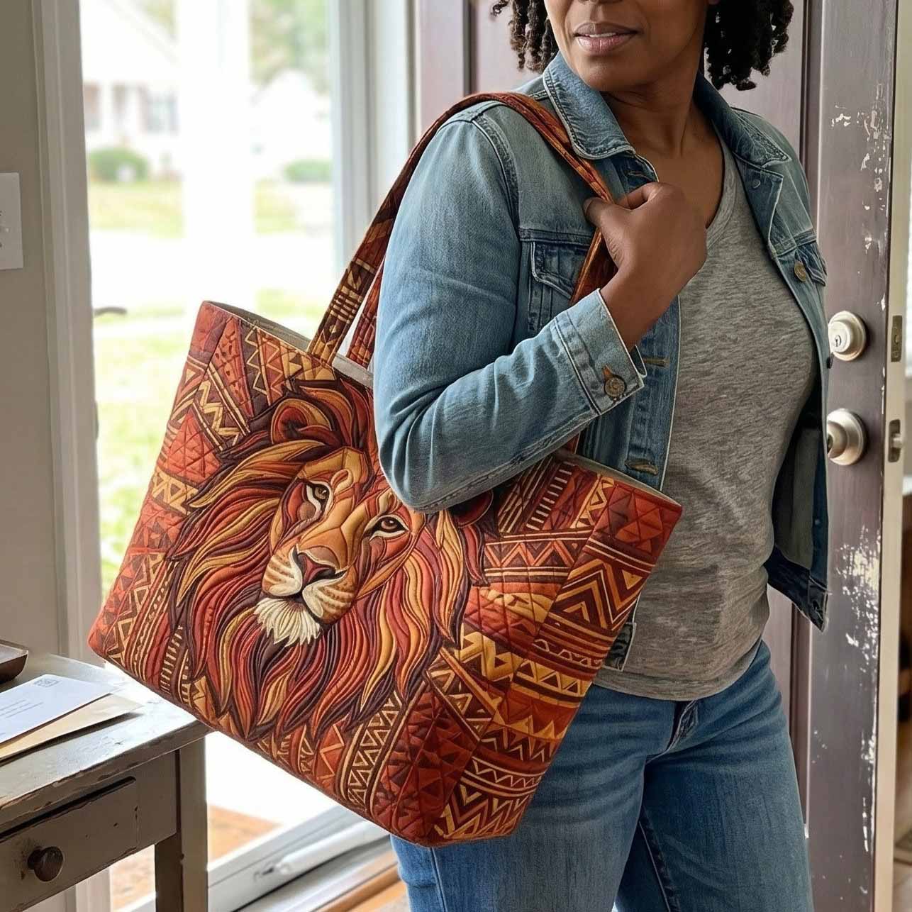 Majestic Lion Quilted Classic Tote Bag NCU0NXD1818