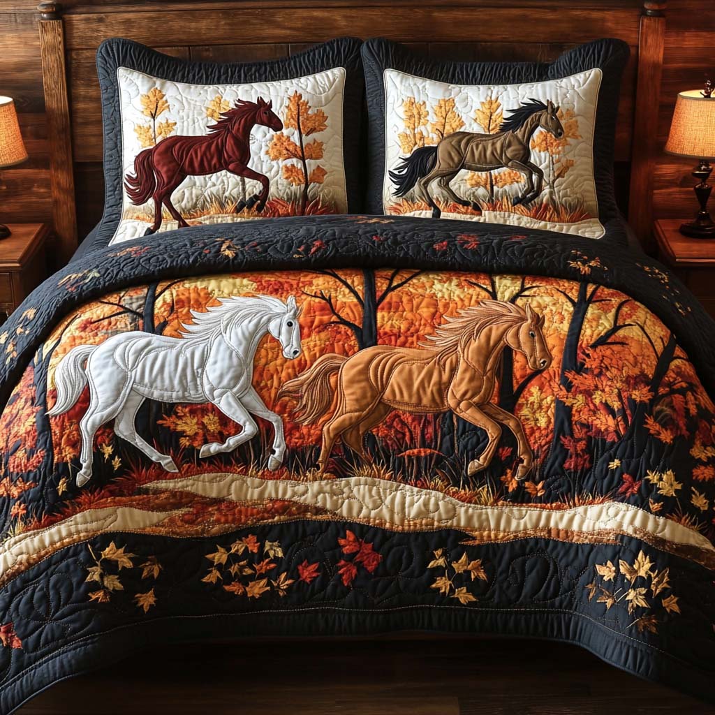 Majestic Mountain Horses 3-Piece Quilted Bedding Set NCU0NNL163