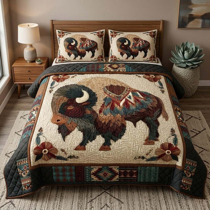 Majestic Nomad Bison 3-Piece Quilted Bedding Set NCU0DQQ0490