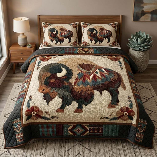 Majestic Nomad Bison 3-Piece Quilted Bedding Set NCU0DQQ0490