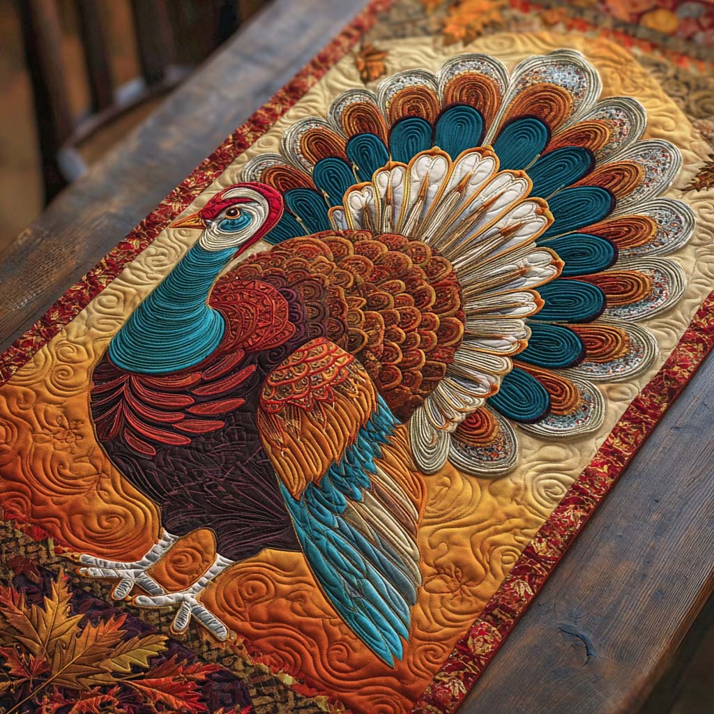 Majestic Thanksgiving Turkey Quilted Table Runner NCU0NXD521