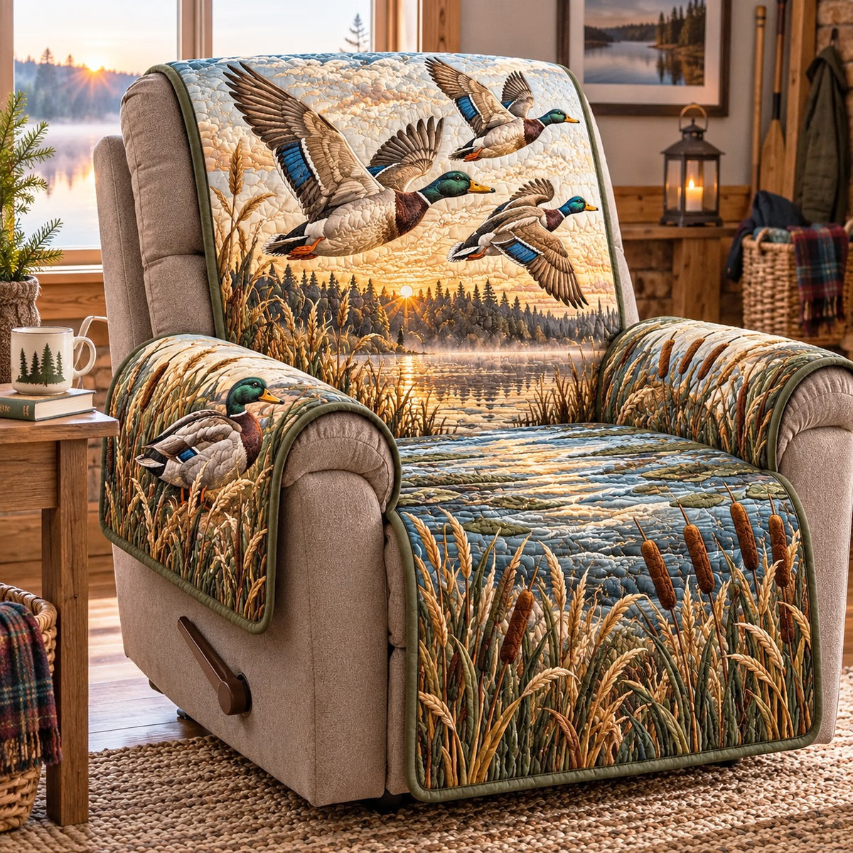 Mallard Lake Sunrise Quilted Sofa Cover NCU0NTD2359
