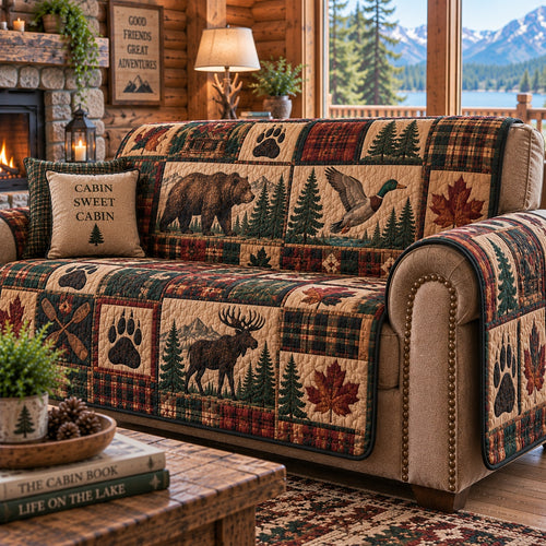 Mallard Marsh Flight Quilted Sofa Cover NCU0PVL1093