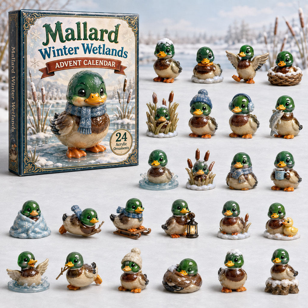 CHRISTMAS KICKOFF 40% OFF - Mallard Winter Wetlands Advent Calendar 2026 - 24-Day Festive Countdown, Acrylic Charms Blind Box - Gift For Mallard Duck Lovers AC0HA210