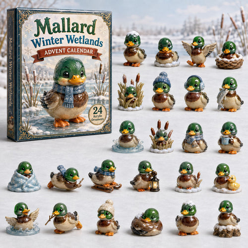 CHRISTMAS KICKOFF 40% OFF - Mallard Winter Wetlands Advent Calendar 2026 - 24-Day Festive Countdown, Acrylic Charms Blind Box - Gift For Mallard Duck Lovers AC0HA210