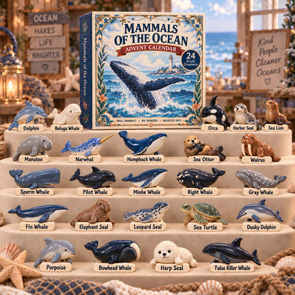 CHRISTMAS KICKOFF 40% OFF - Mammals Of The Ocean Advent Calendar 2026 - 24-Day Festive Countdown, Acrylic Charms Blind Box - Gift For Ocean Lovers AC0TM365