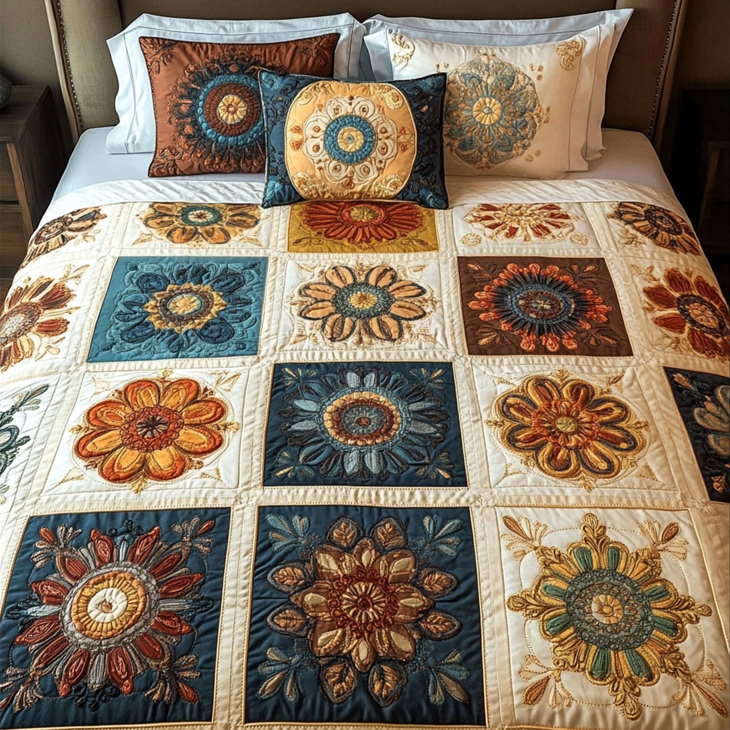 Mandala Serenity 3-Piece Quilted Bedding Set NCU0PTT545