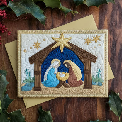 Manger Peace Quilted Fabric Postcard NCU0PTT2298