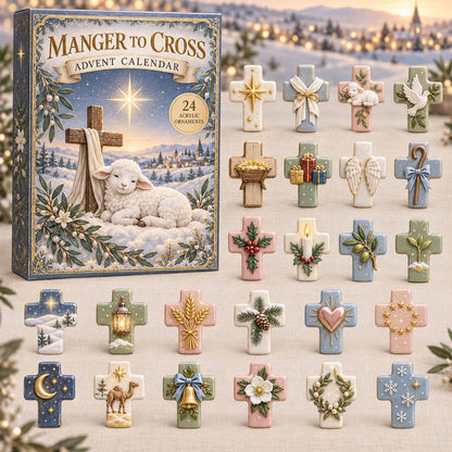 CHRISTMAS KICKOFF 40% OFF - Manger To Cross Advent Calendar 2026 - 24-Day Festive Countdown, Acrylic Charms Blind Box - Gift For Family NCU0NTD2213