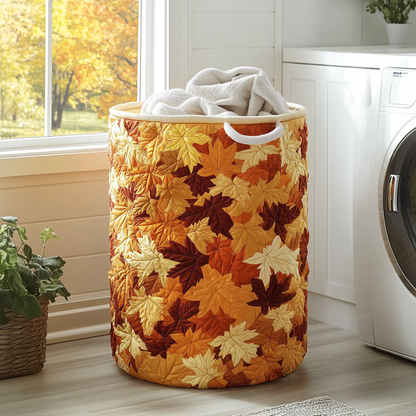 Maple Leaves Quilted Laundry Basket NCU0DDK985