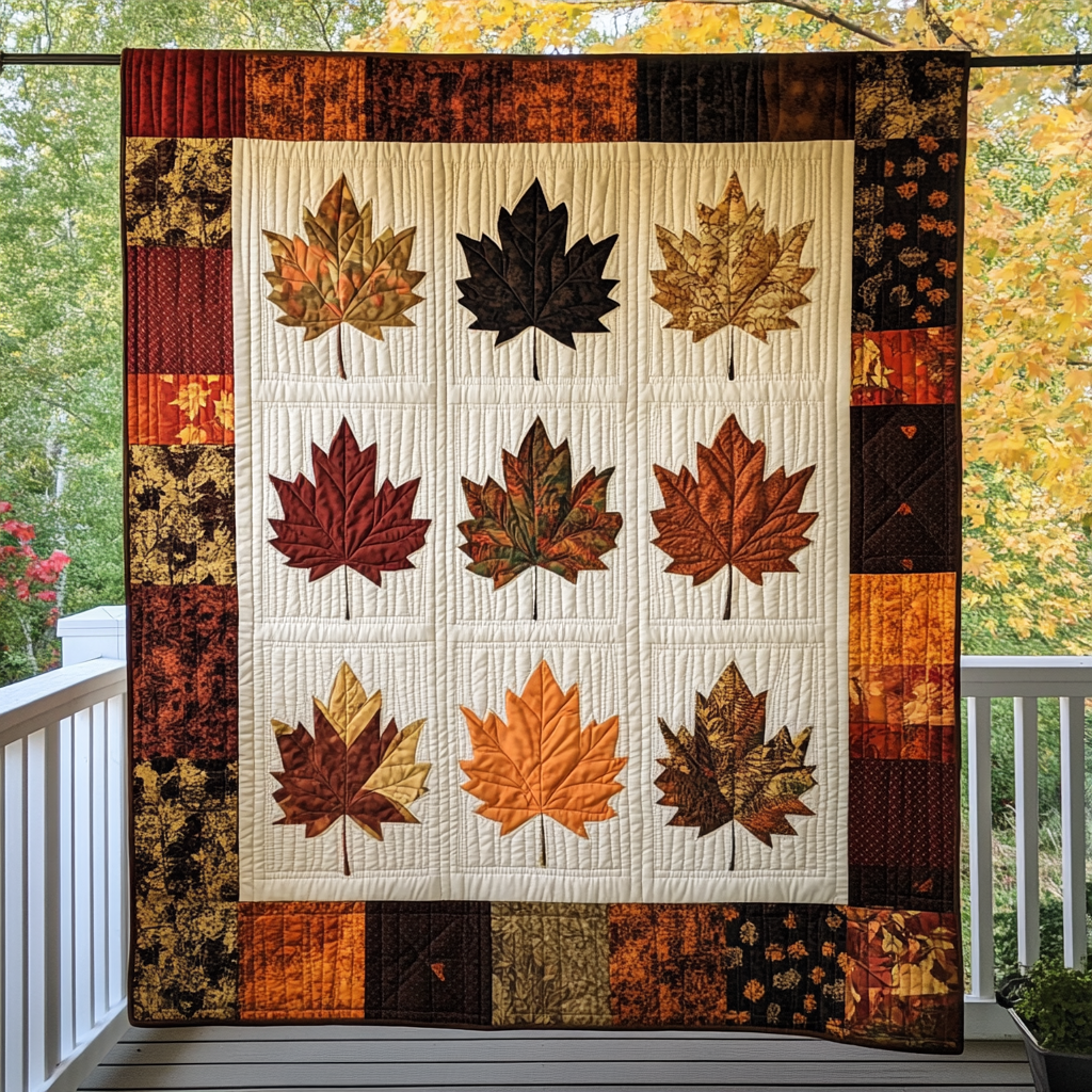 Maple Leaves Thanksgiving Quilted Blanket NCU0PD738