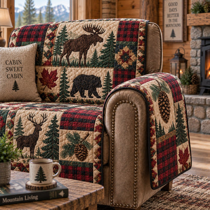 Maple Timber Moose Quilted Sofa Cover NCU0PVL1085