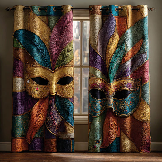 Mardi Gras Golden Feather Quilted Curtains NCU0LDH157